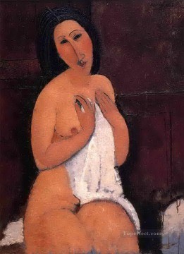  Amedeo Painting - seated nude with a shirt 1917 Amedeo Modigliani